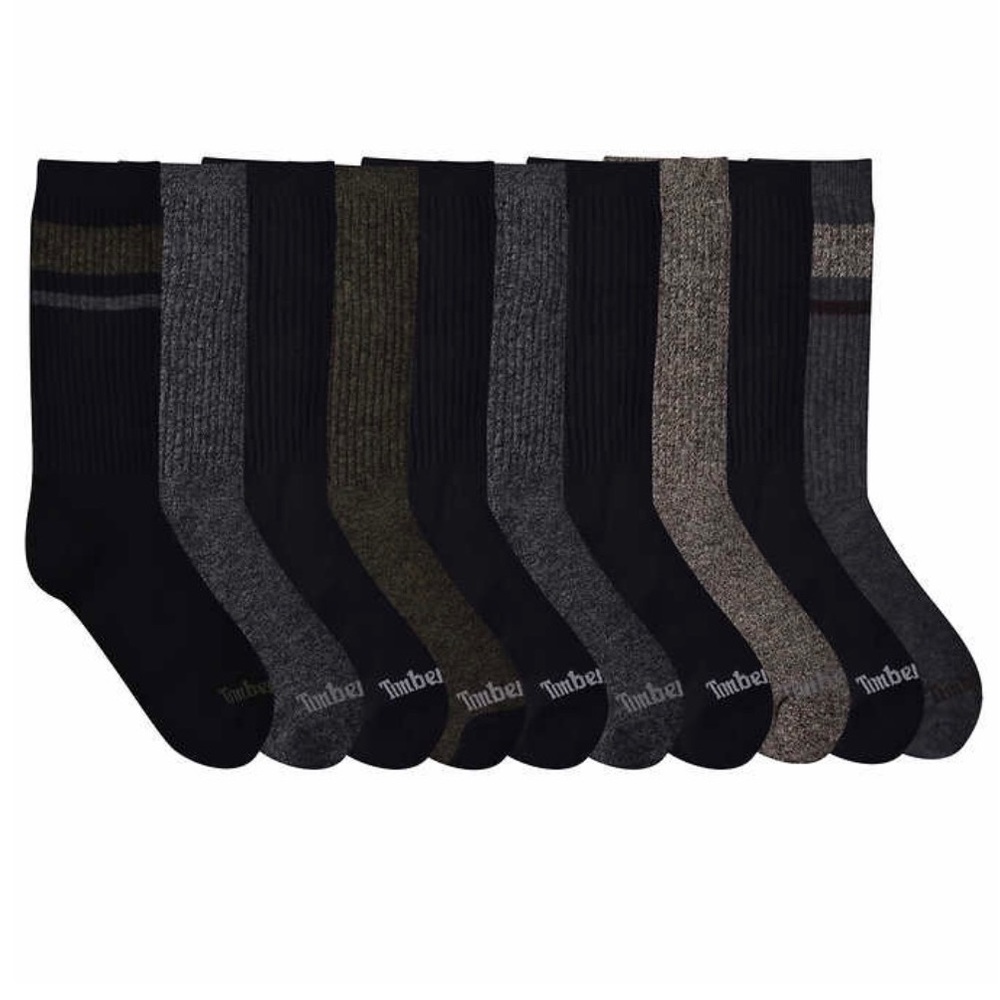 Timberland Men’s Cushioned Crew Socks Cotton Blend 10 Pairs Bundle Size 6-12 NWT - Picture 2 of 15